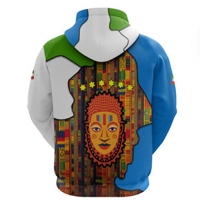 Equatorial Guinea Kente Zip Hoodie - Tribal Mask and National Coat of Arms