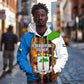 Equatorial Guinea Kente Zip Hoodie - Tribal Mask and National Coat of Arms