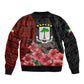 Equatorial Guinea Elephant Bomber Jacket - Hibiscus Flowers and Tribal Patterns