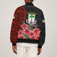 Equatorial Guinea Elephant Bomber Jacket - Hibiscus Flowers and Tribal Patterns