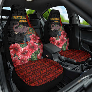 Equatorial Guinea Elephant Car Seat Cover - Hibiscus Flowers and Tribal Patterns