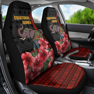 Equatorial Guinea Elephant Car Seat Cover - Hibiscus Flowers and Tribal Patterns