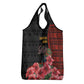 Equatorial Guinea Elephant Grocery Bag - Hibiscus Flowers and Tribal Patterns