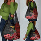 Equatorial Guinea Elephant Grocery Bag - Hibiscus Flowers and Tribal Patterns