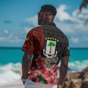 Equatorial Guinea Elephant Hawaiian Shirt - Hibiscus Flowers and Tribal Patterns