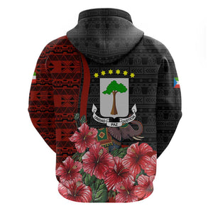 Equatorial Guinea Elephant Hoodie - Hibiscus Flowers and Tribal Patterns