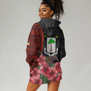 Equatorial Guinea Elephant Hoodie Dress - Hibiscus Flowers and Tribal Patterns