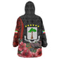 Equatorial Guinea Elephant Kid Wearable Blanket Hoodie - Hibiscus Flowers and Tribal Patterns