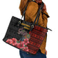 Equatorial Guinea Elephant Leather Tote Bag - Hibiscus Flowers and Tribal Patterns