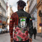 Equatorial Guinea Elephant Long Sleeve Button Shirt - Hibiscus Flowers and Tribal Patterns