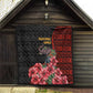 Equatorial Guinea Elephant Quilt - Hibiscus Flowers and Tribal Patterns