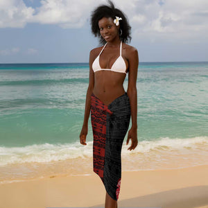 Equatorial Guinea Elephant Sarong - Hibiscus Flowers and Tribal Patterns