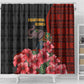 Equatorial Guinea Elephant Shower Curtain - Hibiscus Flowers and Tribal Patterns