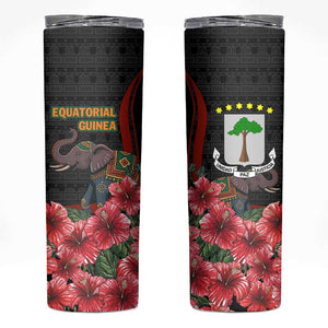 Equatorial Guinea Elephant Skinny Tumbler - Hibiscus Flowers and Tribal Patterns
