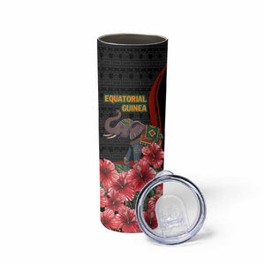 Equatorial Guinea Elephant Skinny Tumbler - Hibiscus Flowers and Tribal Patterns