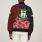 Equatorial Guinea Elephant Sleeve Zip Bomber Jacket - Hibiscus Flowers and Tribal Patterns