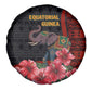 Equatorial Guinea Elephant Spare Tire Cover - Hibiscus Flowers and Tribal Patterns