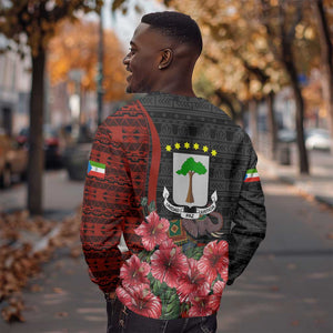 Equatorial Guinea Elephant Sweatshirt - Hibiscus Flowers and Tribal Patterns