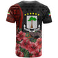 Equatorial Guinea Elephant T shirt - Hibiscus Flowers and Tribal Patterns