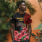 Equatorial Guinea Elephant T shirt - Hibiscus Flowers and Tribal Patterns