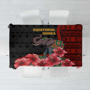 Equatorial Guinea Elephant Tablecloth - Hibiscus Flowers and Tribal Patterns