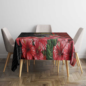 Equatorial Guinea Elephant Tablecloth - Hibiscus Flowers and Tribal Patterns