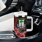 Equatorial Guinea Elephant Tumbler With Handle - Hibiscus Flowers and Tribal Patterns