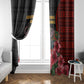 Equatorial Guinea Elephant Window Curtain - Hibiscus Flowers and Tribal Patterns