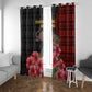 Equatorial Guinea Elephant Window Curtain - Hibiscus Flowers and Tribal Patterns