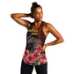 Equatorial Guinea Elephant Women Racerback Tank - Hibiscus Flowers and Tribal Patterns