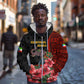 Equatorial Guinea Elephant Zip Hoodie - Hibiscus Flowers and Tribal Patterns