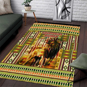 Equatorial Guinea Area Rug - Lion Print and Traditional African Kente Patterns