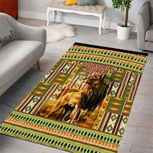 Equatorial Guinea Area Rug - Lion Print and Traditional African Kente Patterns