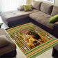 Equatorial Guinea Area Rug - Lion Print and Traditional African Kente Patterns