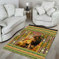 Equatorial Guinea Area Rug - Lion Print and Traditional African Kente Patterns