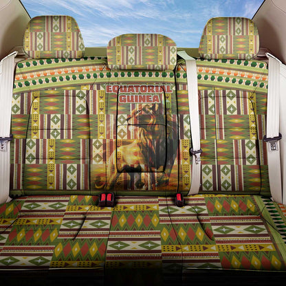 Equatorial Guinea Back Car Seat Cover - Lion Print and Traditional African Kente Patterns