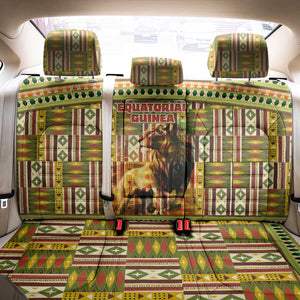 Equatorial Guinea Back Car Seat Cover - Lion Print and Traditional African Kente Patterns