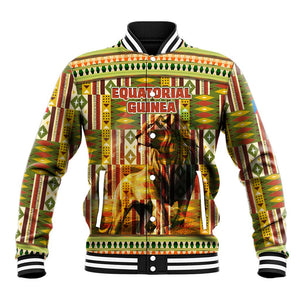 Equatorial Guinea Baseball Jacket - Lion Print and Traditional African Kente Patterns