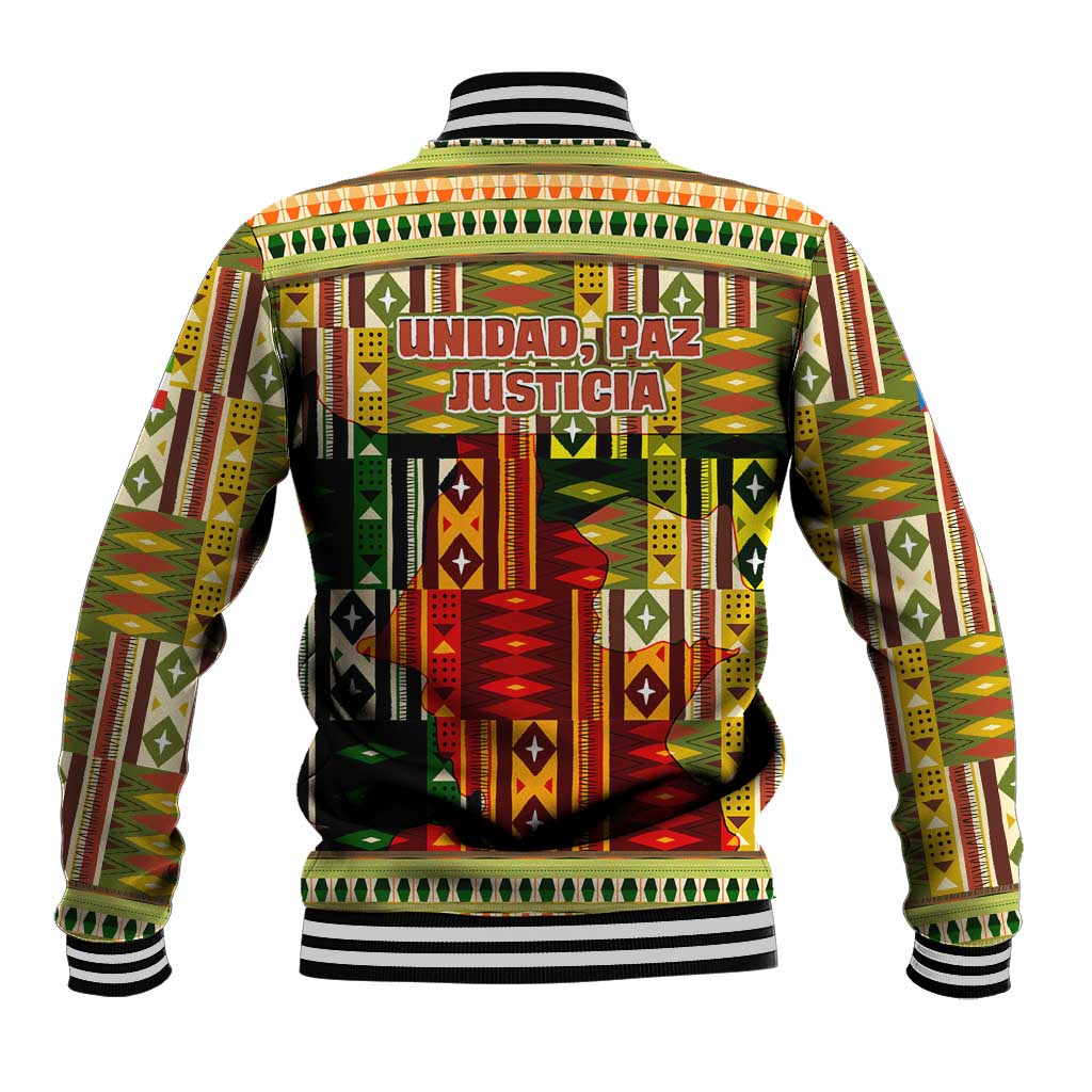 Equatorial Guinea Baseball Jacket - Lion Print and Traditional African Kente Patterns