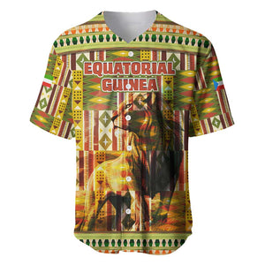 Equatorial Guinea Baseball Jersey - Lion Print and Traditional African Kente Patterns