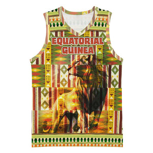 Equatorial Guinea Basketball Jersey - Lion Print and Traditional African Kente Patterns - African Pride