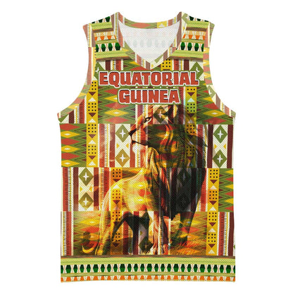 Equatorial Guinea Basketball Jersey - Lion Print and Traditional African Kente Patterns - African Pride