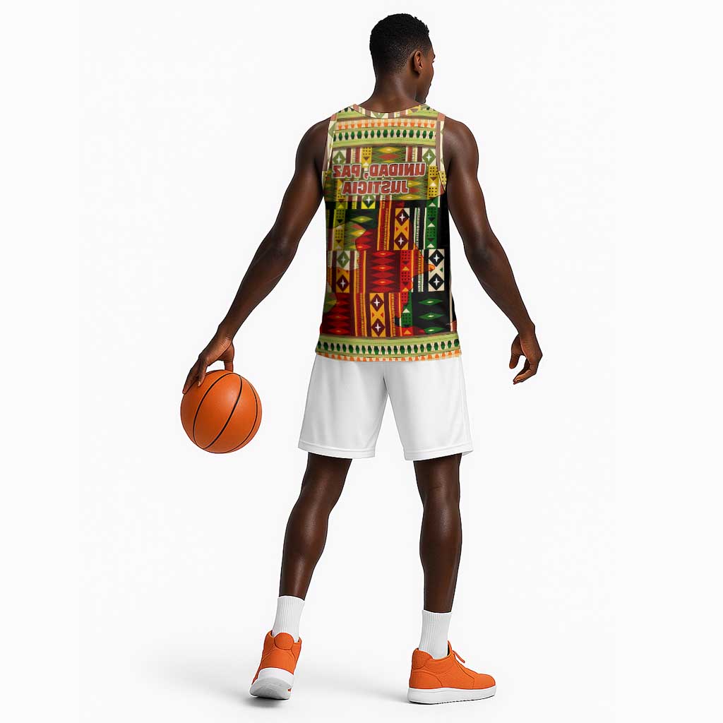 Equatorial Guinea Basketball Jersey - Lion Print and Traditional African Kente Patterns - African Pride