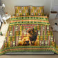 Equatorial Guinea Bedding Set - Lion Print and Traditional African Kente Patterns