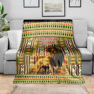 Equatorial Guinea Blanket - Lion Print and Traditional African Kente Patterns