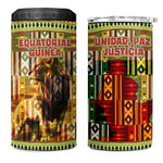 Equatorial Guinea 4 in 1 Can Cooler Tumbler - Lion Print and Traditional African Kente Patterns