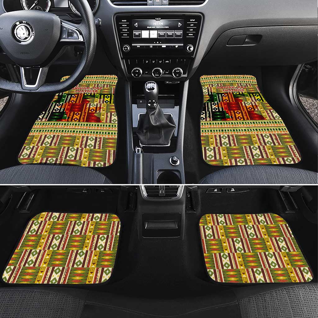 Equatorial Guinea Car Mats - Lion Print and Traditional African Kente Patterns