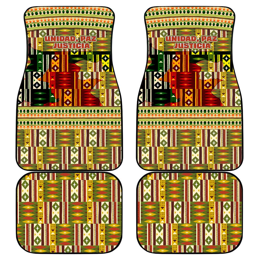 Equatorial Guinea Car Mats - Lion Print and Traditional African Kente Patterns