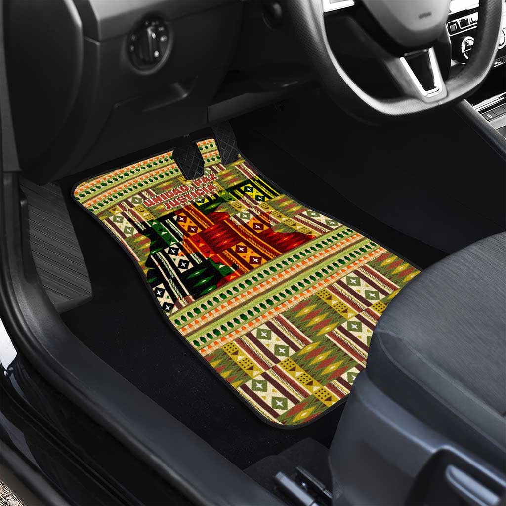 Equatorial Guinea Car Mats - Lion Print and Traditional African Kente Patterns