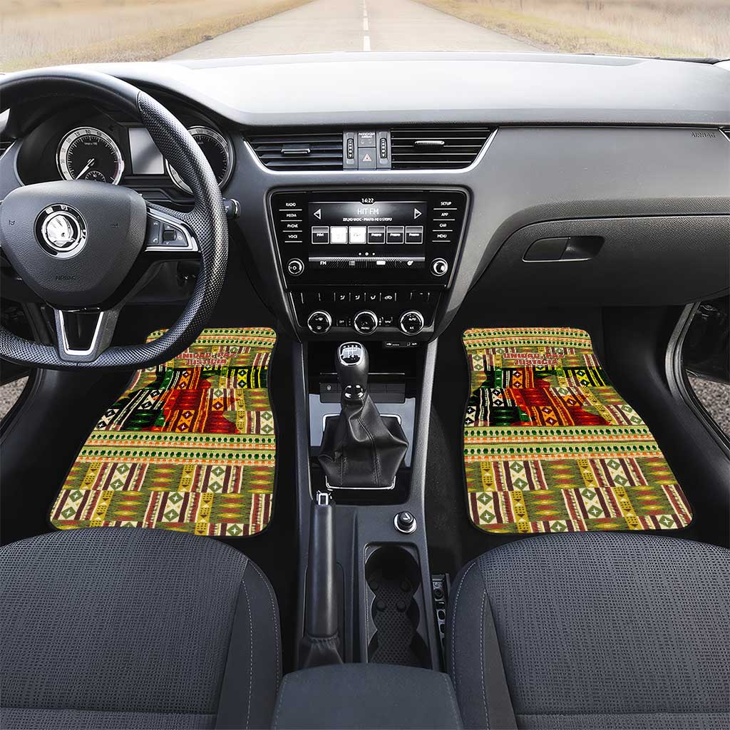 Equatorial Guinea Car Mats - Lion Print and Traditional African Kente Patterns